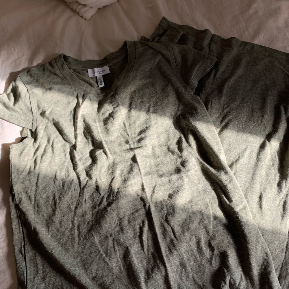 Jessica Simpson green dress side slit S